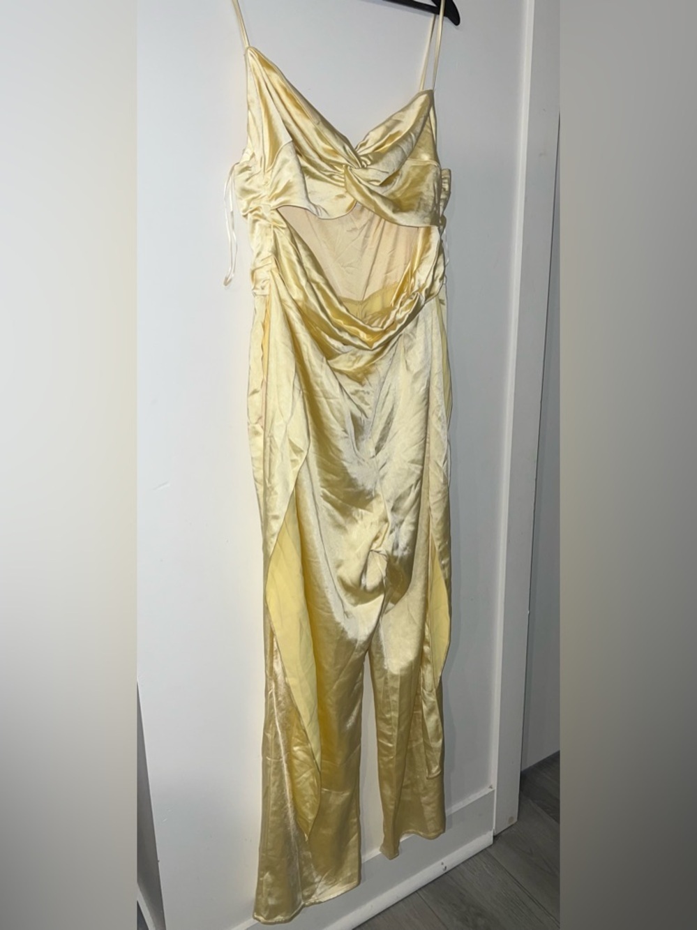 New Meshki Elina Twist Satin Jumpsuit yellow size 3XL
